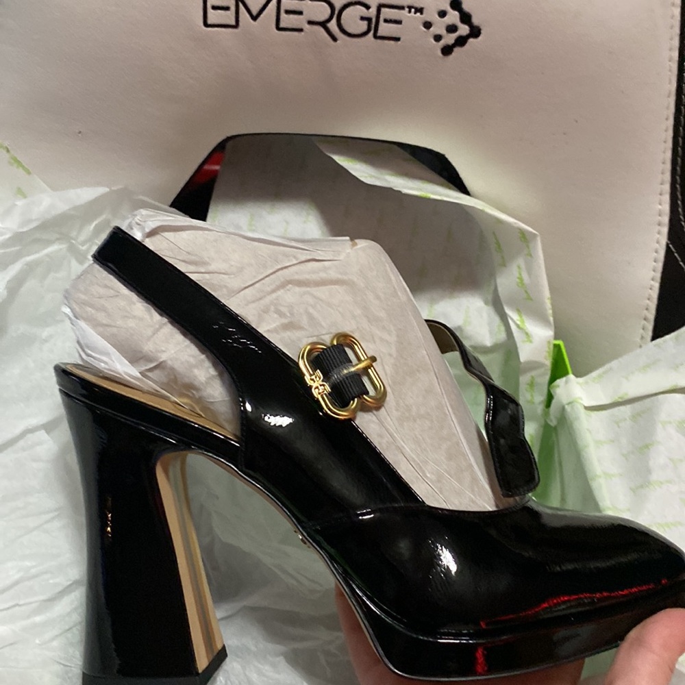 Sam Edelman Jildie Mary Jane Slingback Black Patent Heels
